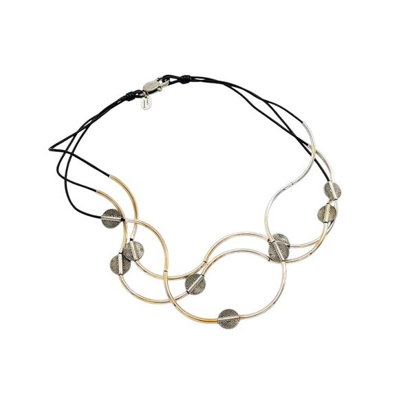 Lizzy James Jewelry - Lizzy James Lizzy Disc Natural Black Gold Silver Bracelet Converts To Necklace